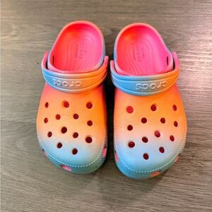 CROCS Kids' Vibrant Orange and Blue Slippers